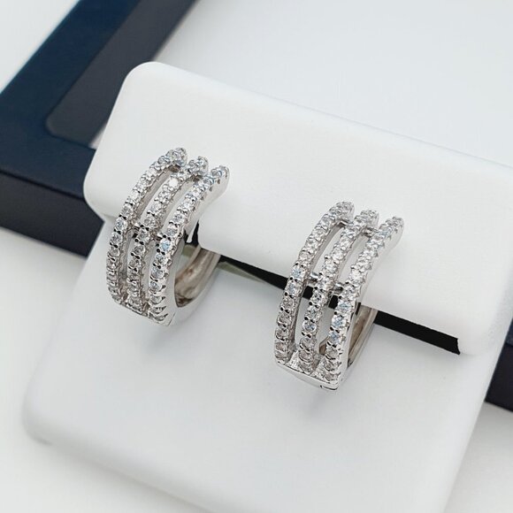 "925 Sterling Silver Cubic Zirconia Earrings, UU1P6A6155 - Picture 2 of 11